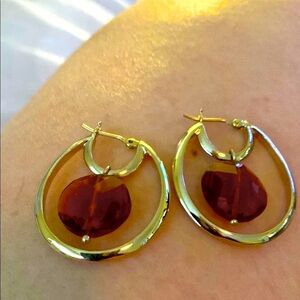 ❤️ Elegant Gold and Brown Hoop Earrings